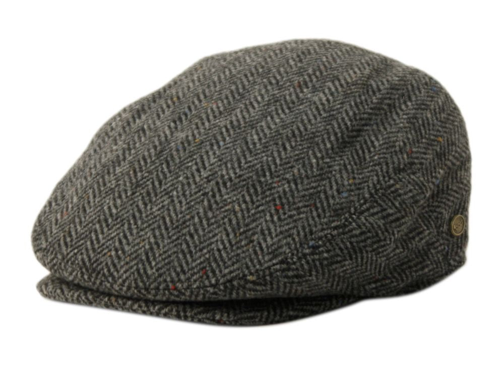 Herringbone Wool Flat Ivy Caps W/satin Quilted Lining