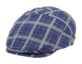 Cotton Slim Fit Six Panel Plaid Ivy Cap - Navy Blue