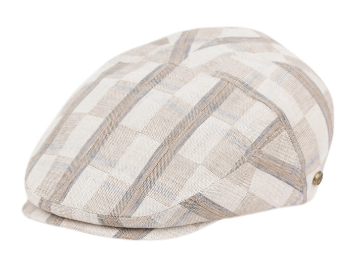 Cotton Slim Fit Six Panel Check Ivy Cap - Gray