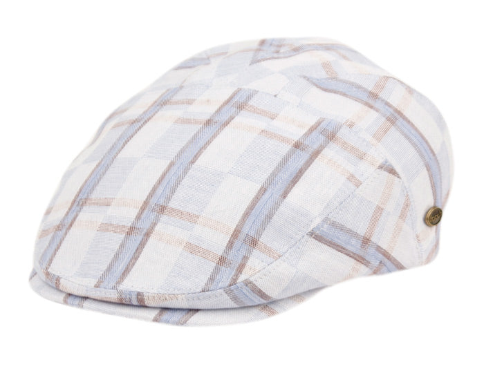 Cotton Slim Fit Six Panel Check Ivy Cap - Blue