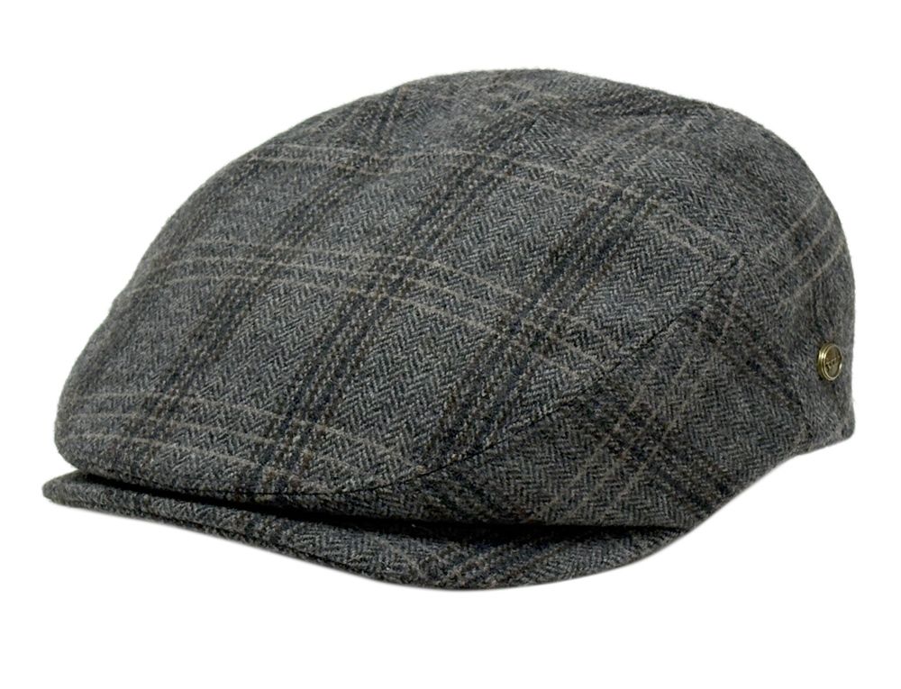 Herringbone Tweed Plaid Wool Ivy Cap