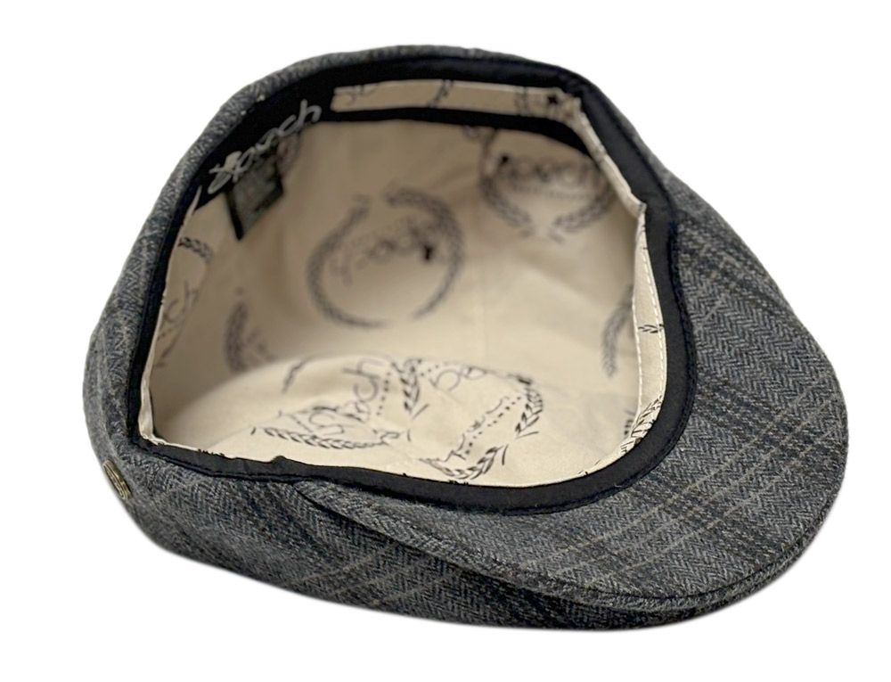 Herringbone Tweed Plaid Wool Ivy Cap - Gray