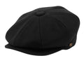 Solid Color Melton Wool Newsboy Cap - Black