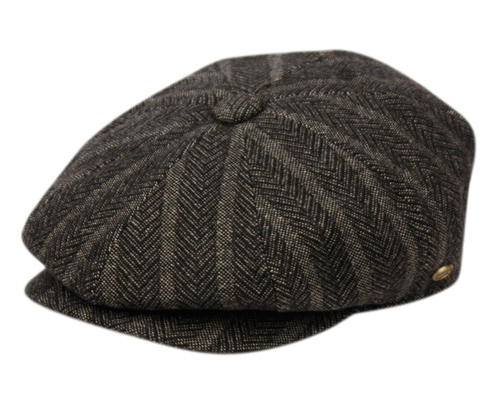 Herringbone Wool Blend Stripe Newsboy Cap